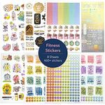 Navy Peony Fitness and Workout Planner Stickers for Women (8 Sheets, 460+ Stickers) - Gold Foil, A5 Sheets | Productivity Stickers for Daily Trackers, Bullet Journals and Planners