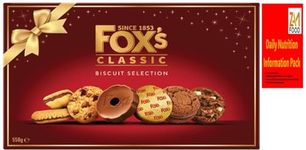 Foxs Fabulously Biscuit Selection Assortment Luxury Box 550g |9 Varieties Milk, Dark Choc Chunkie Cookies, Orange Sundae, Rounds, Viennese Fingers, Butter, Christmas gift with zamfoods nutrition pack