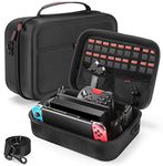 Bestico Case for Nintendo Switch and Switch OLED,Protective Hard Travel Carry Case Large Storage for Switch Console, Pro Controller,Dock,Accessories, with 18 Game Cartridges and Shoulder Strap