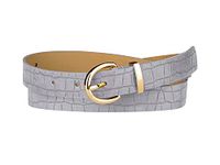 Allegra K Alligator Embossed Belts Leather Waist Alloy Pin Buckle Belt for Women Light Purple 106cm/41.7"