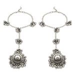 sanjog Oxidised German SIlver Toe Anklet Pair embellished with Ghungroos Jingles for Women Jewellery