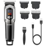 JAMAKY Hair Clippers for Men, Cordless Barber Clippers, Beard Trimmer for Men, LED Display, Quick Charge & 100 Min Runtime, Includes 3 Combs, Ideal for Men & Barbers (Silver)