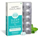 VELBIOM Happy Cultures Sleep Tight Melatonin 5Mg With Probiotic Sleep Deeper&Wake Up Refreshed Non Addictive,Natural,Clinically Tested,Natural Sleep Improves Digestion While Sleeping,30 Chewmints
