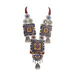 Zephyrr Afghani/Turkish Statement Long Necklace Jewelry Silver Tone Casual Jhumki Jewelry for Women