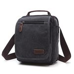 navor Small Vintage Multipurpose Canvas Crossbody Shoulder Bag Crossover Messenger Travel Work Bag Purse for Men Women -Black