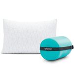 Coop Home Goods Adjustable Travel Pillow -Small Camping Pillow For Sleeping with Compressible Stuff Sack- Medium-Firm Memory Foam Lulltra Washable Cover - CertiPUR-US/GREENGUARD Gold Certified (19x13)