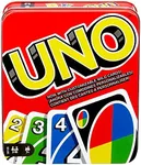 Mattel Games UNO Card Game, Toy for Kids and Adults, Family Game for Camping and Travel in Storage Tin Box