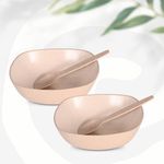 Eha Biocomposite Set Of 2 Earth-Friendly Multipurpose Bowls For Kitchen With Spoons | 750 Ml | Made With Rice Husk | Microwave Safe Bowl | For Hot & Cold Serving Bowl Set | Sand Castle