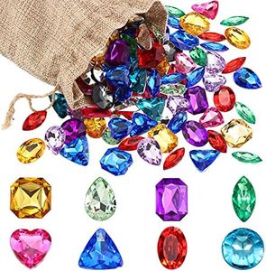 Hicarer 100 Pieces Toy Gems Pirate Treasure Jewels Fake Acrylic Gems Multicolor Bling Diamonds Plastic Gemstones with a Drawstring Bag for Party Table Decorations Pirate Party Favors