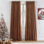 Timeper Velvet Curtains 96 inches - Luxury Fall Curtains Burnt Orange Light Blocking Living Room Drapes Thick Heavy Backdrop Curtains for Holiday Decor, W52 x L96, 2 Panels, Back Tab & Rod Pocket