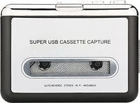 Reshow Cassette Player Portable with Headphones Tape Player Audio, Tape to Digital Converter, Convert Cassette Recorder to iPod Format, Compatible with Laptops and PCs (Silver)