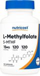 Nutricost L-Methylfolate 15mg, 120 Capsules (5-MTHF) - Vegan, Non-GMO, Gluten Free