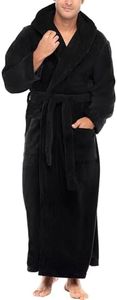 Alexander Del Rossa Men's Plush Fleece Hooded Bathrobe, Full Length Long Warm Lounge Robe with Hood, Black, X-Large Tall