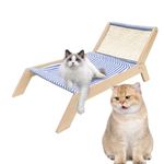 Recliner Cat Bed - Indoor Kitten Resting Post, Wooden Frame Swing Pets Chair | Multifunctional Elevated Cats Swing Bed, Kitten Raised Bed Lounger Beach Chair for Small Cats Dogs Puppy