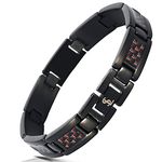 Smarter LifeStyle Elegant Surgical Grade Steel Carbon Fiber Mens Bracelet – Adjustable Many Color Options, Mens Jewelry Bracelet for Men, 8.35 inch, Metal