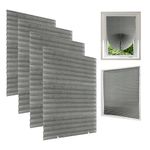 Temporary Blinds for Windows,4 Pack No Drill Blinds Stick on Blinds Curtains for Bedroom Kitchen Bathroom Windows,Light Filtering Privacy Protection, with 8 Clips (Grey-4pcs, 60 * 150cm)