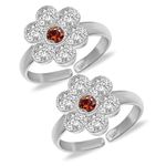 Parnika (Formerly MJ Designer Multi CZ Adorned Silver Toe Rings in Pure 92.5 Sterling Silver for Women (Designer 2)
