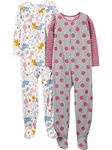 Simple Joys by Carter's Girls' 2-Pack Loose-fit Fleece Footed Pajamas Set, Grey Polka Dot/White Dogs, 6 Years (Pack of 2)