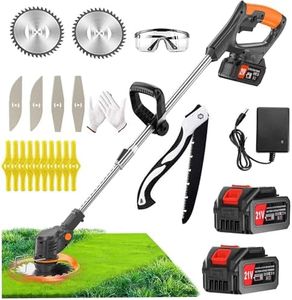 Weed Wacker Cordless, 21V Electric Grass Trimmer,Weed Cordless Eater with 2 Batteries and 3 Types of Blades,Lightweight Brush Cutter/Weed Trimmer for Lawn Yard Garden, Black