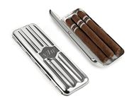 Personlised Silver Plated Triple Cigar Holder Case - Engraved With Your Custom Text.