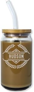Personalized Etched 16oz Can Beer Glass - Custom Engraved Christmas Gifts for Men, Dad Drinking Birthday Glasses, Gifts for Him, Hudson