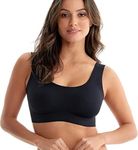 DClub Comfort Revolution Seamless Bra Easy lite Full-Coverage Wireless Everyday Bra with CloudSoft Comfort with Removable Pad. Black