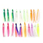 Effacer Artificial Soft Bait, 20pcs New Useful Mixed Color Squid Skirt Bait Salt Water Soft Sea Fishing Bait(6cm)