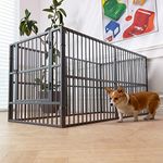 RYPetmia Dog Playpen 31.5" Height Puppy Pen, Heavy Duty Dog Fence with Door, Safe and Sturdy Dog pens, Easy Assemble for Outdoor Indoor pet playpen (6 Panels with Door, Grey)