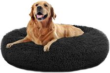 MFOX Calming Dog Bed Cat Bed Donut, Faux Fur Donut Cuddler Washable Self-Warming Pet Bed, Large Round Plush Dog Bed for Small/Medium/Large Dogs(60cm/80cm/90cm/110cm)