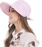 AARAM Wide Brim UV Protection Convertible Visor Cap - Ideal Sun Hat for Women, Beach wear, Resort wear Rain Hat & Summer Hat for Women’s Sun Protection Ideal Accessory for Stylist Photos (Light Pink)