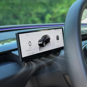Saunyoto 10.88" Head Up Display for Tesla Model 3 Highland/Model Y Juniper with Wireless CarPlay/Android Auto, Sync Info, Front Camera, Blind Spot Alert, Adjustable Vents, OTA Updates