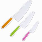 Kids Knife Set, 3 Pcs Nylon Toddle Cooking Knifes Serrated Edges Kids Safe Lettcue Knifes for Fruits Salad Bread