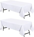 Utopia Kitchen Rectangle Tablecloth 150x240 cm - (Pack of 2) White Table Cover Machine Washable Table Cloth Perfect for Parties, Weddings and Festivals (59x95 inches)