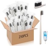 Uiifan 250 Sets Disposable Toothbrushes Bulk with Toothpaste Individually Wrapped Travel Toothbrush Set Homeless Supplies Manual Soft Bristle Toothbrushes for Home Hotel Office Camping