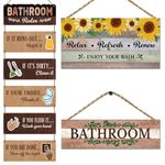 Chaka Chaundh - bathroom poster - bathroom posters with frame - bathroom quotes framed posters - bathroom etiquette poster - bathroom rules poster (Bathroom wall plaque - set of 3 - vintage wood)