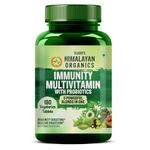 Himalayan Organics Immunity Multivitamin With Probiotics | B1,B2,B3,B5,B6,B12,A,E,k,D3,Zinc, Giloy, Calcium | Boost Energy | Good For Bone, Joints, Hair & Skin -180 Veg Tablets