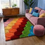 art2kart Living Drawing Bedroom Hall 3D Textured Thick and Soft Shaggy Fur Rug & Carpet (3x5 Feet - Small Size, Color - Multi)