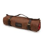 Dickies Chef Knife Roll Bag Portable Organizer and Cutlery Storage Roll, Waxed Canvas and Leather, Medium