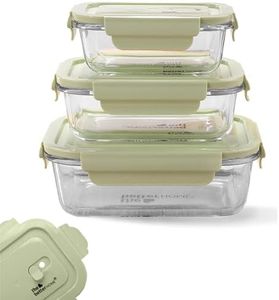 The Better Home Borosilicate Glass Lunch Box Set Of 3 (1040ml,680ml, 410ml) Tiffin Box For Office For Men Women |Lunch Box For Women School Kids |Microwave Safe Leak Proof Airtight Lunch Boxes (Green)