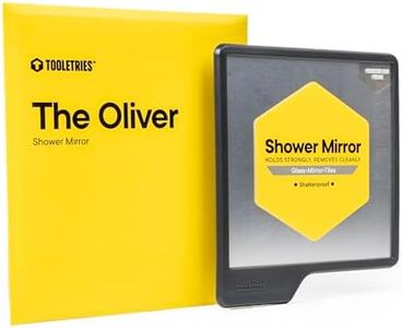 TOOLETRIES Mighty Mirror - anti-fog shower mirror. 100% silicone. SHATTERPROOF mirror. Grips to shiny surfaces. No suction cups | No adhesives (Charcoal (Large))