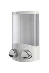 Croydex Double Soap Dispenser, Shower Dispenser Wall Mounted, Lifts Off for Easy Refill, Shower Gel Dispenser, Perfect for Bathroom or Kitchen, Eliminates Clutter, All Fixings Included, White