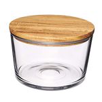 Anchor Hocking Glass Trifle Bowl with Lid, 104 oz, Acacia Wood Lid