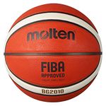 Molten BG2010 Basketball, Indoor/Outdoor, FIBA Approved, Premium Rubber, Deep Channel, Size 5, Orange/Ivory, Suitable For Boys Age 7, 8, 9, 10 & 11, Girls age 12 & 13