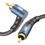 RCA Subwoofer Cable 90 Degree RCA to RCA Audio Cable 24K Gold-Plated Nylon Braided Double Shielded Digital Analogue Supports Amplifiers,Home Theater,Hi-Fi Systems,Subwoofer (6.6ft/2m)