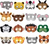 Blulu 16 Piece Animal Masks Animal Costume Party Favors with 16 Different Animal Face for Petting Zoo Farmhouse Jungle Safari Theme Birthday Party Halloween Masks Dress-Up Party Supplies