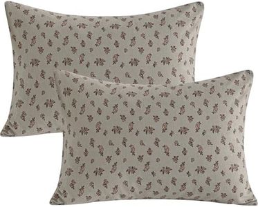 NTBAY 2 Pack 100% Natural Jersey Cotton Toddler Pillowcases, Super Soft and Breathable Travel Pillow Cases with Envelope Closure for Nursery, 13x18 Inches, Grey Floral