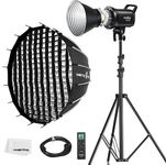 Godox SL60II-D LED Video Light 70W Continuous Light Kit with Bowens Mount with APP&Remote Control + PS60 Round softbox with Honeycomb Grid, Light Stand