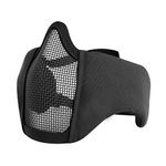 Aoutacc Foldable Airsoft Mesh Mask, Half Face Mesh Masks with Ear Protection for CS/Hunting/Paintball/Shooting (Black.)