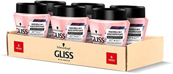 Schwarzkopf Gliss, Maschera Addio Doppie Punte, per Capelli Spezzati e Danneggiati, ad Azione Fortificante e Nutriente, con Olio di Semi di Uva, 300ml x 6 Pezzi