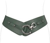 JASGOOD Women's Elastic Wide Belts Retro Stretchy Belt Vintage Cinch Belts for Dresses Coats, Green